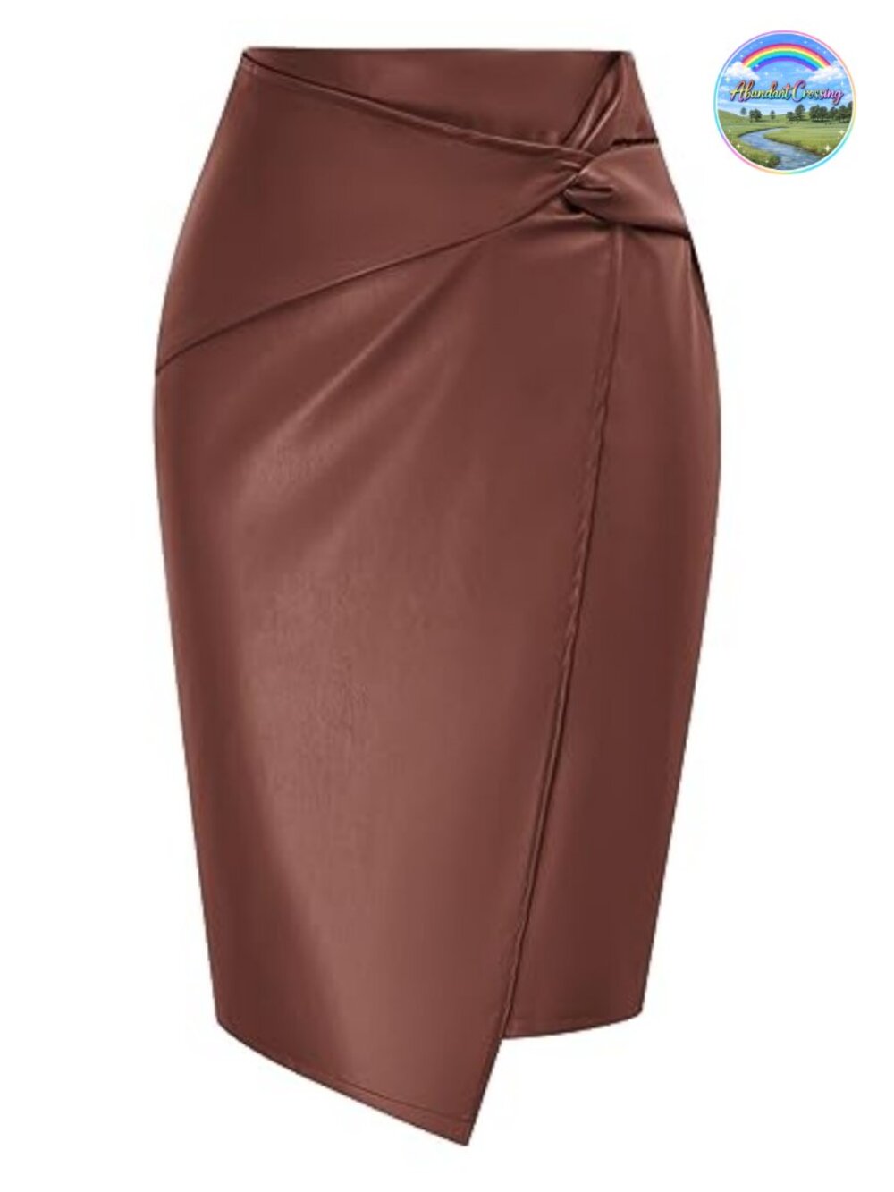 Faux Leather Midi Pencil Skirt High Waist Wrap Bodycon Office